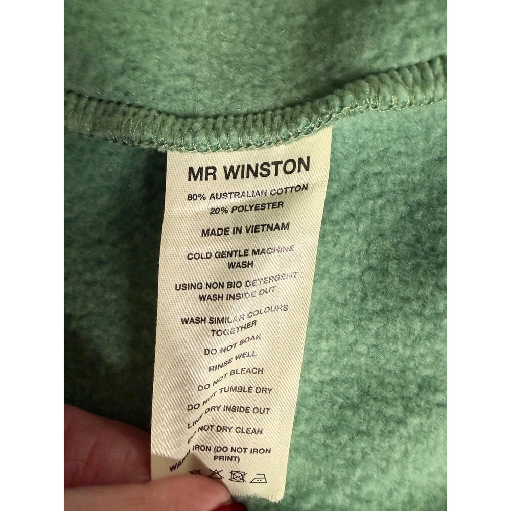 Mr Winston Sage Green Quarter Zip Sweatshirt Oversized Pullover Small - Picture 10 of 11